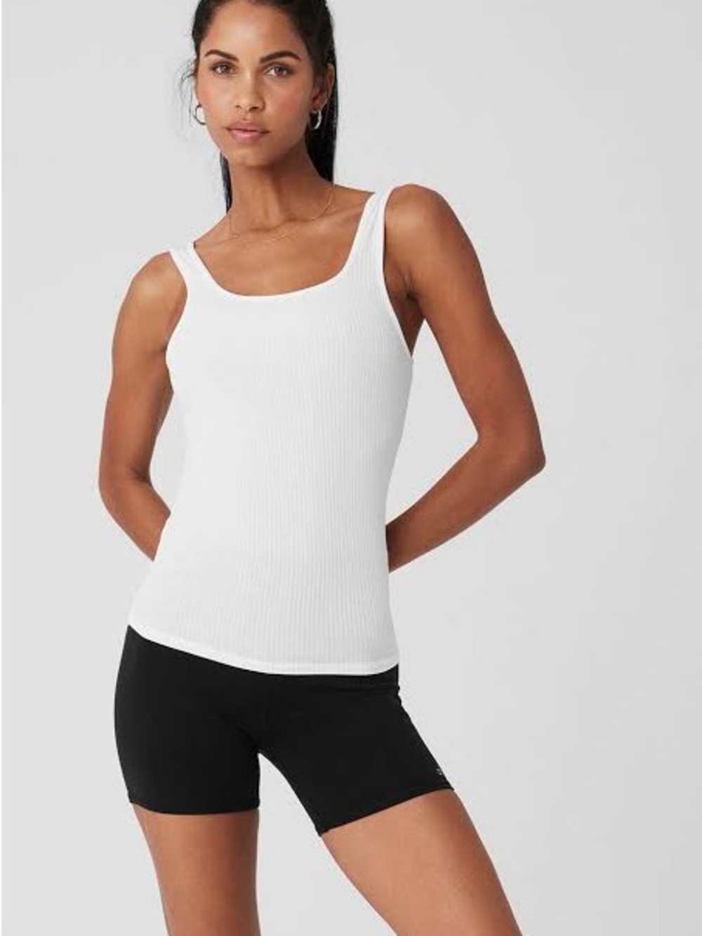 NWT ALO Yoga white ribbed sea coast scoop neck tank
